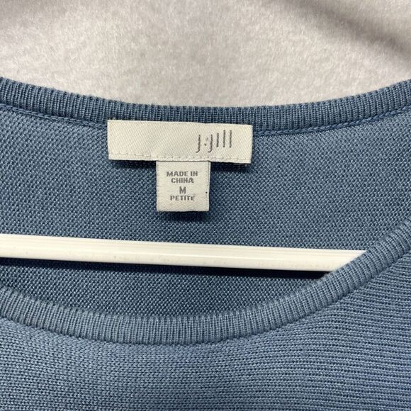 j jill Sweater Tunic Top M Petite Blue Wool Blend Casual Classic Comfort Preppy - Picture 2 of 5